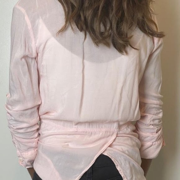 Splendid Long Sleeve Button Up Shirt-Blush Pink XS - Picture 3 of 6